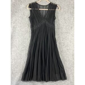 Vintage Y2K ECI Dress Womens 4 Black Mesh Sheer Whimsigoth Fairy Goth Witchy